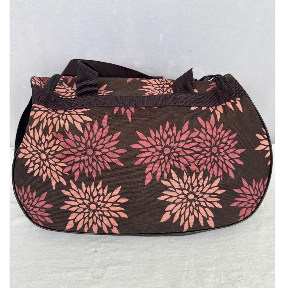 Adidas Floral Duffel Bag Brown Pink Orange Chrysanthemum Gym Travel Small Bag - Picture 4 of 9
